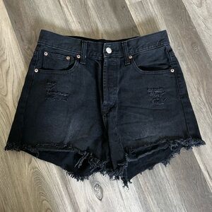 Aeropostale 90s high rise cut off shorts Black Distressed Denim Cutoff Shorts